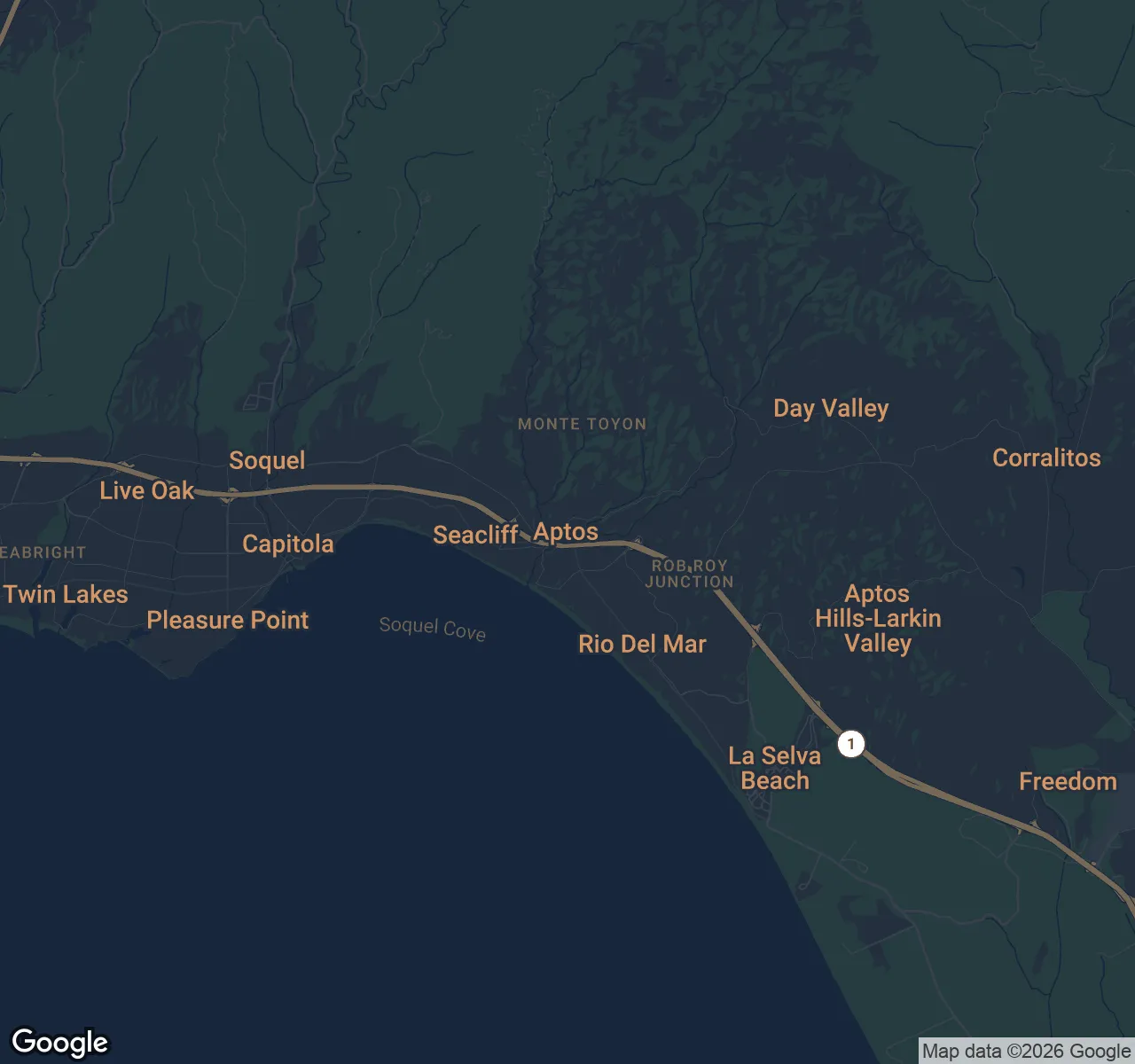 Map of Aptos, Santa Cruz County