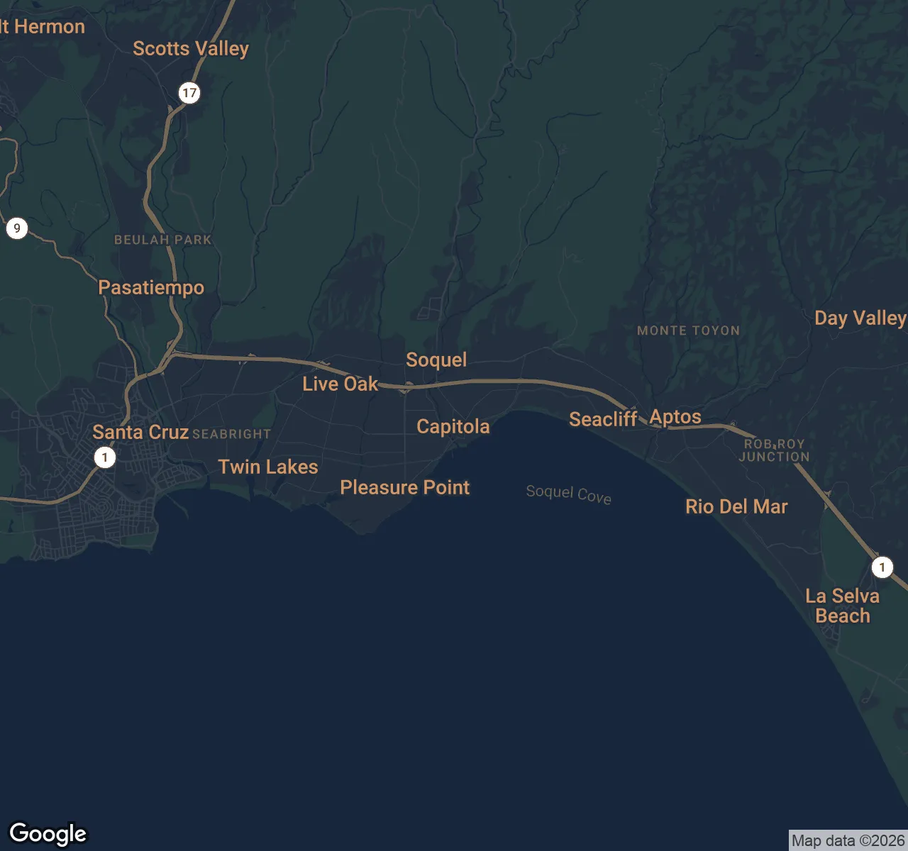 Map of Capitola, Santa Cruz County