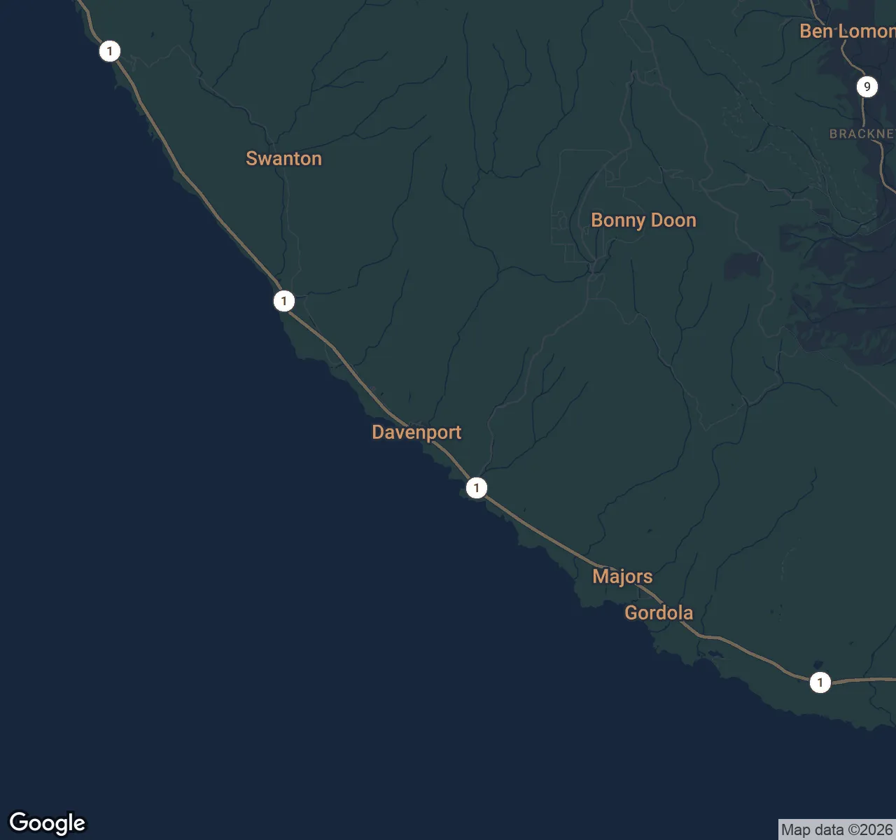 Map of Davenport, Santa Cruz County