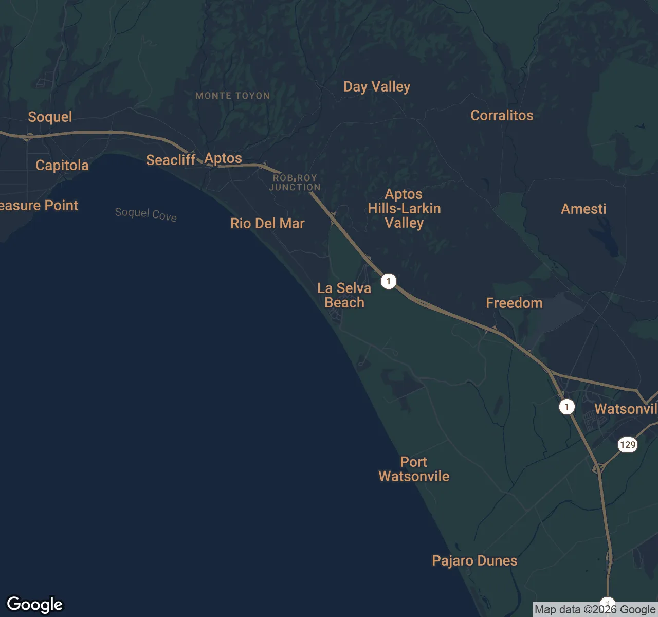 Map of La Selva Beach, Santa Cruz County