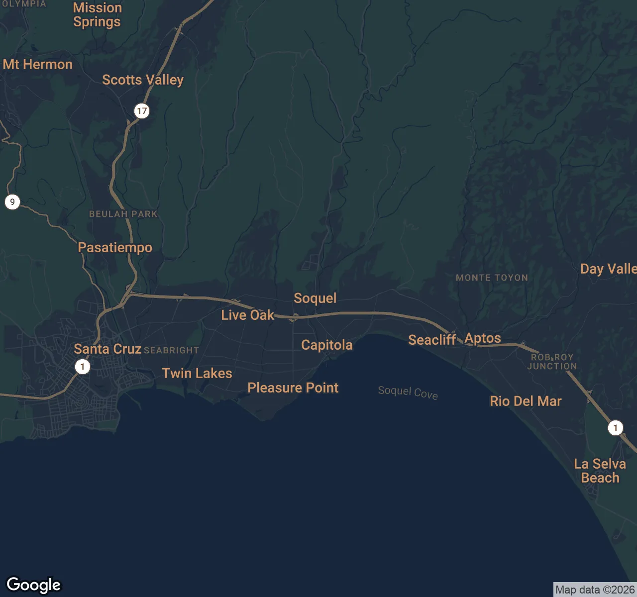 Map of Soquel, Santa Cruz County