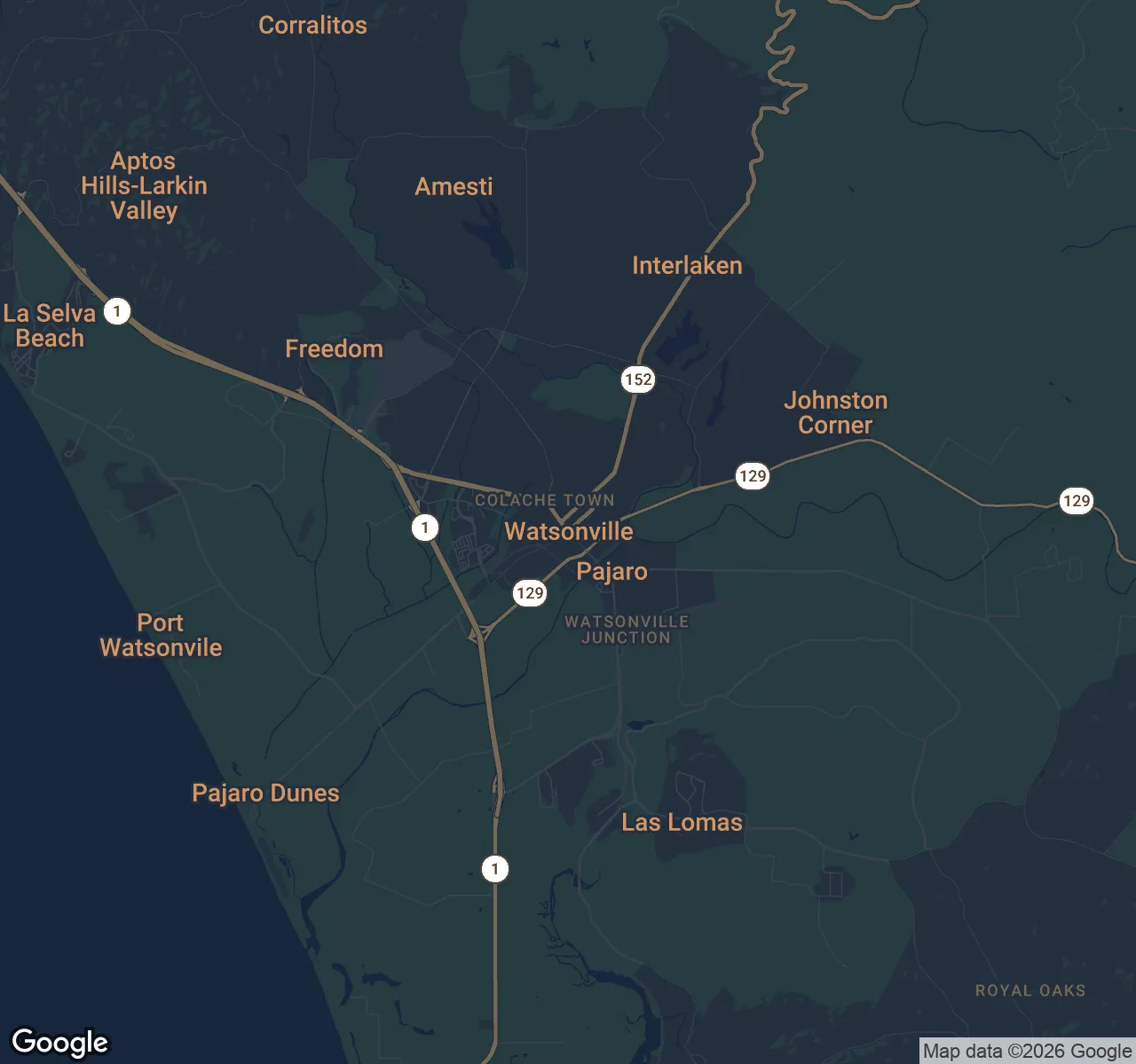 Map of Watsonville, Santa Cruz County