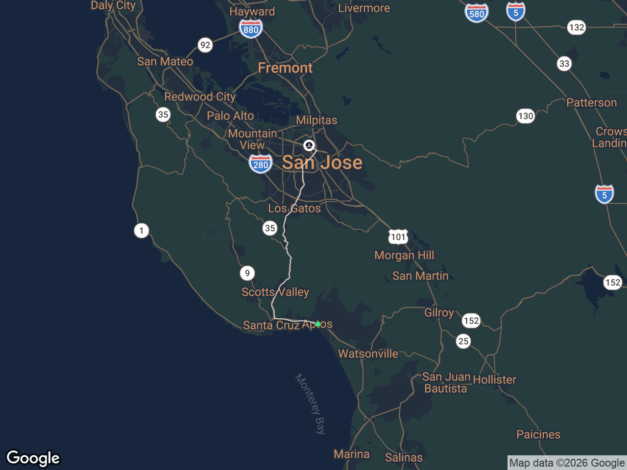 Area map showing Aptos and Broadcom