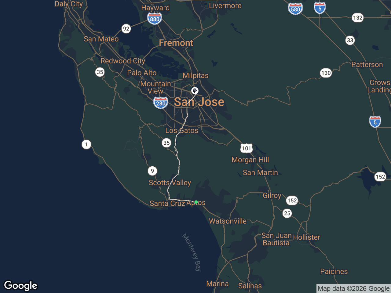 Area map showing Aptos and PayPal