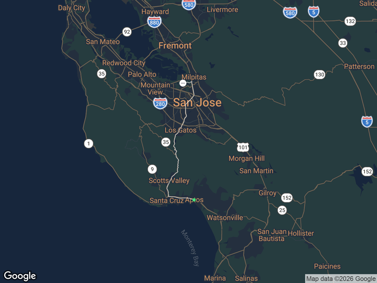 Area map showing Aptos and Samsung