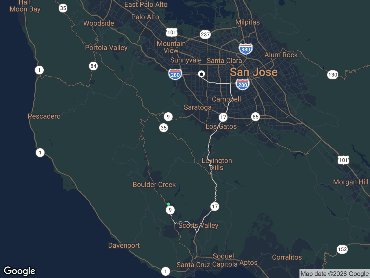 Area map showing Ben Lomond and Apple