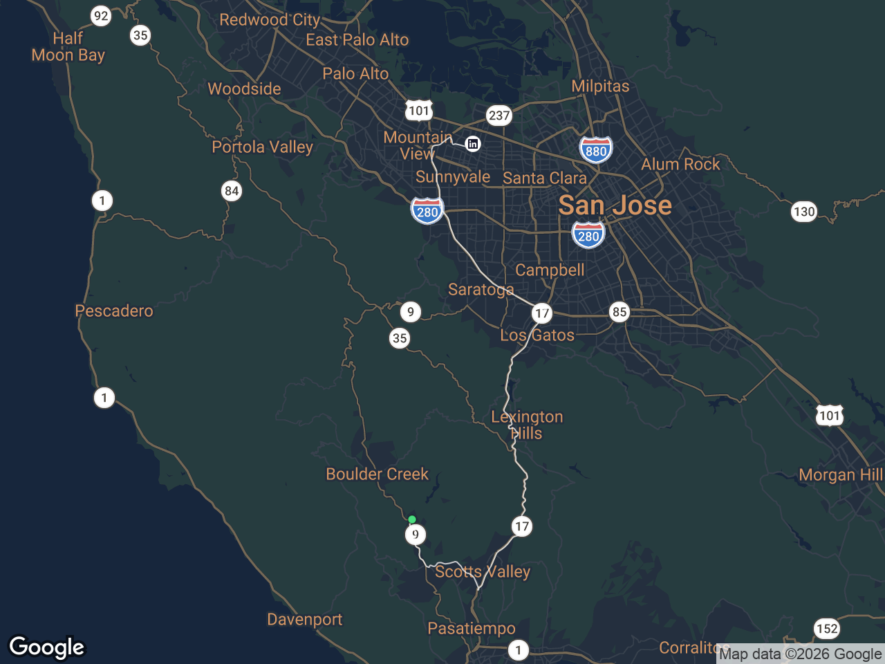 Area map showing Ben Lomond and LinkedIn