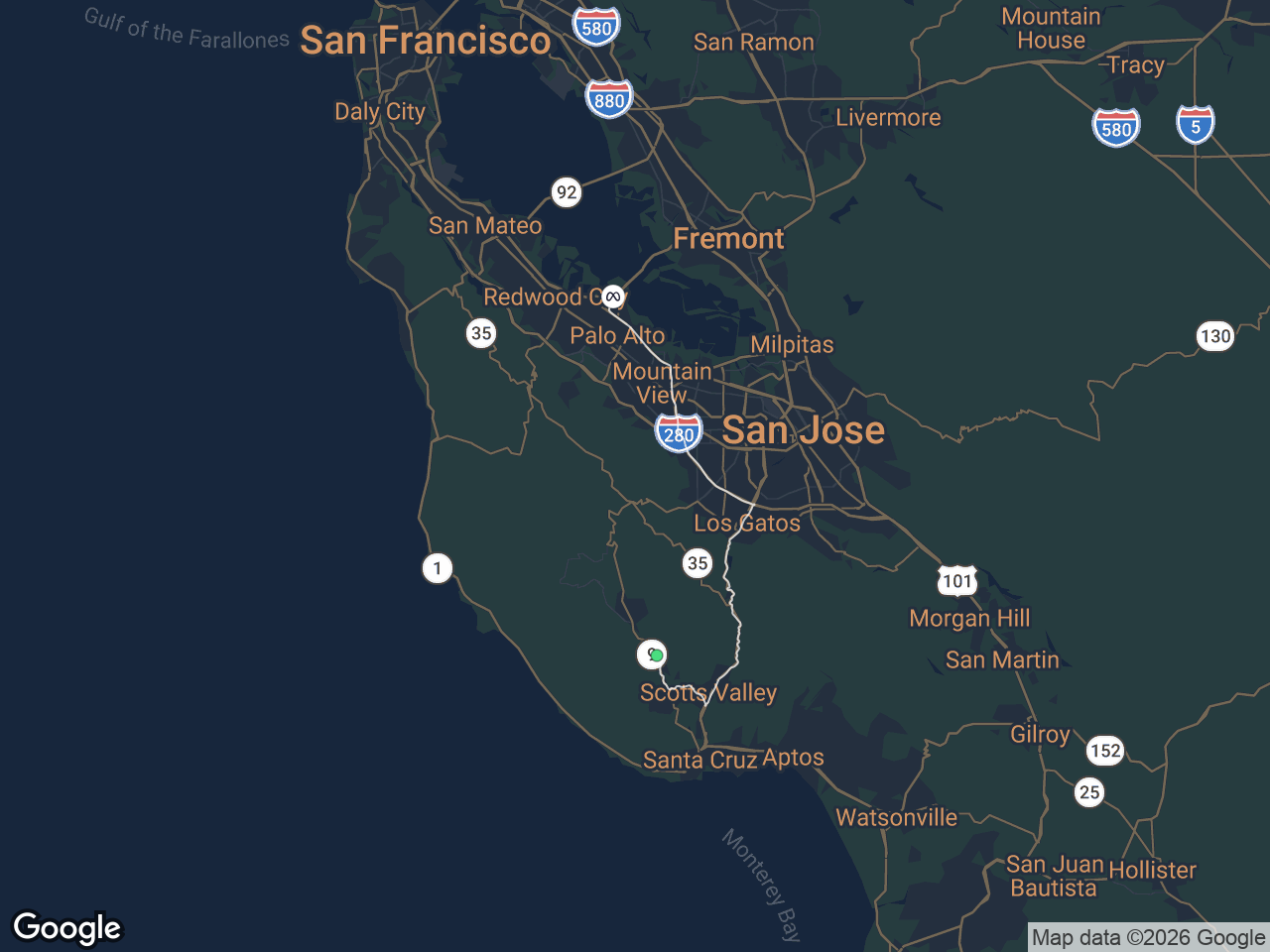 Area map showing Ben Lomond and Meta