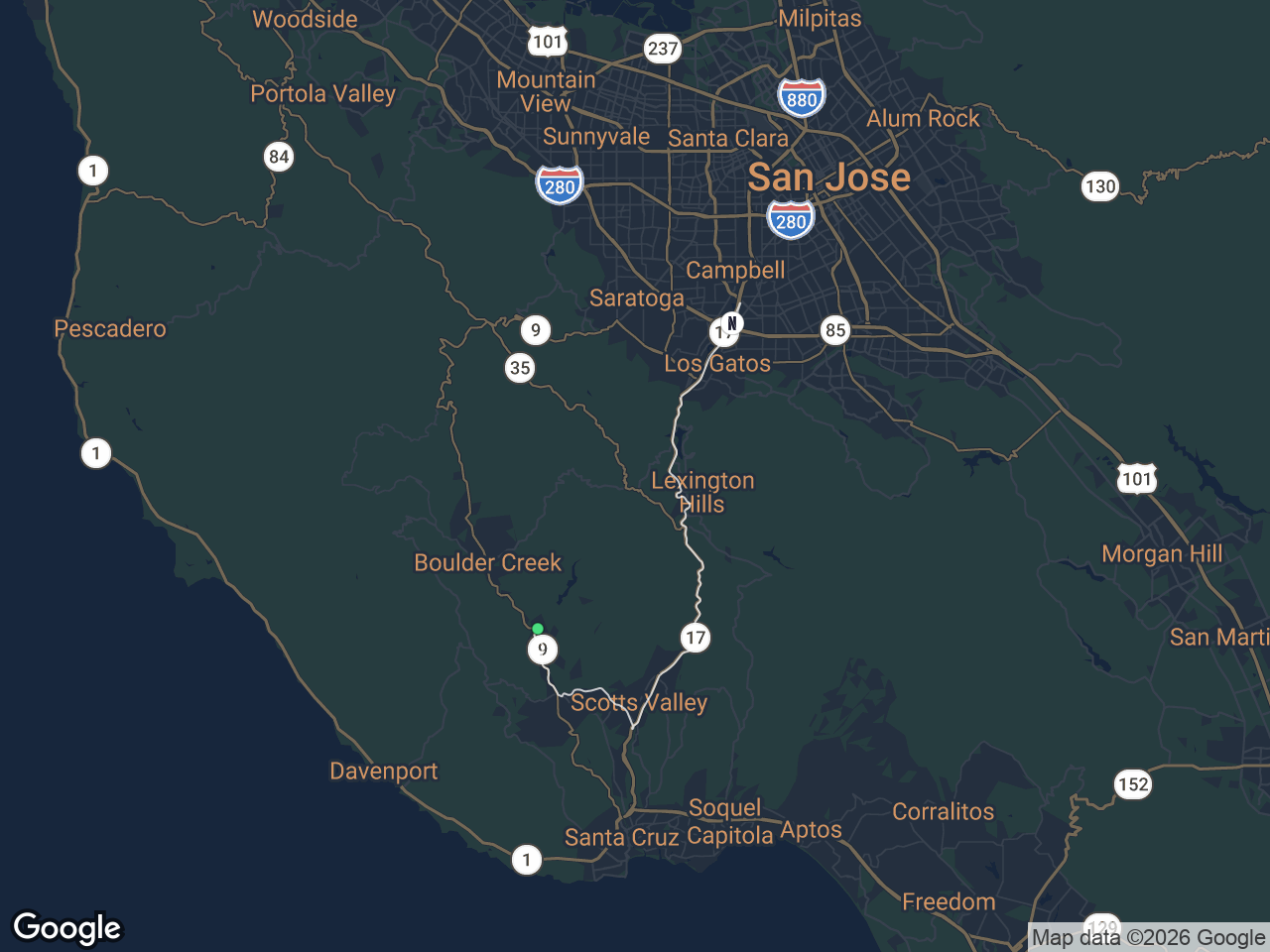 Area map showing Ben Lomond and Netflix