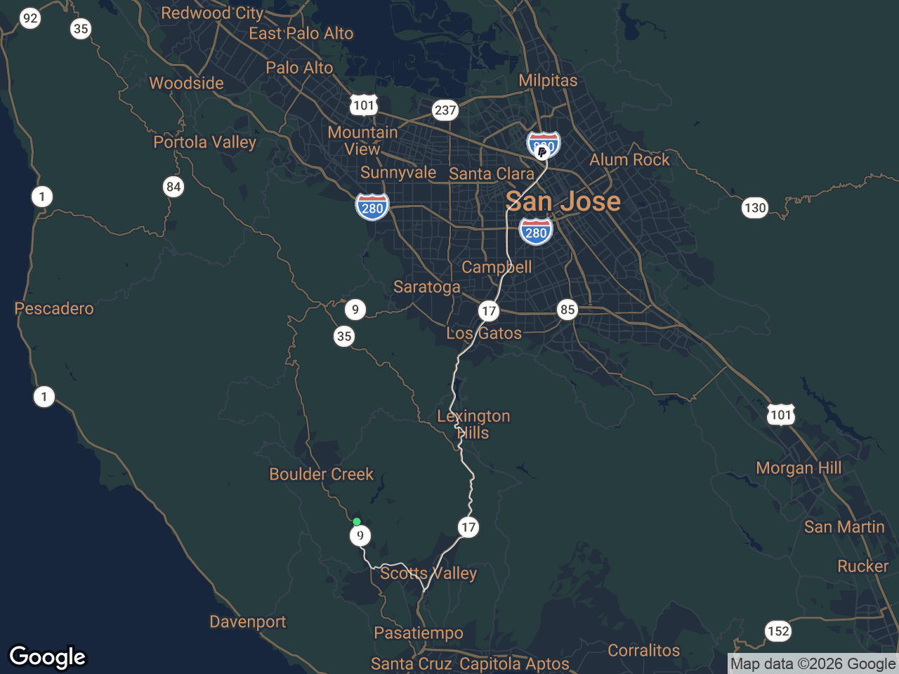 Area map showing Ben Lomond and PayPal