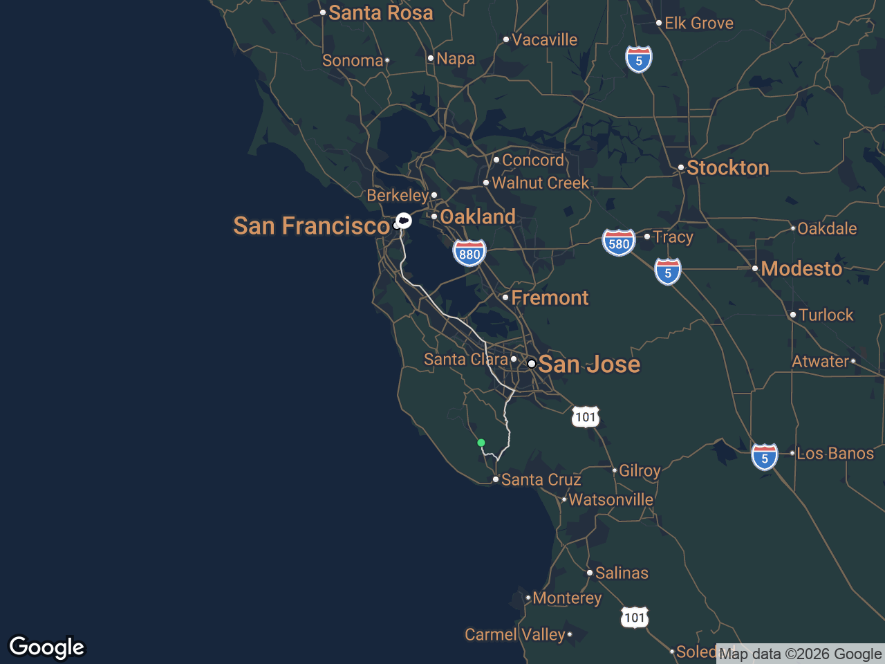 Area map showing Ben Lomond and Salesforce