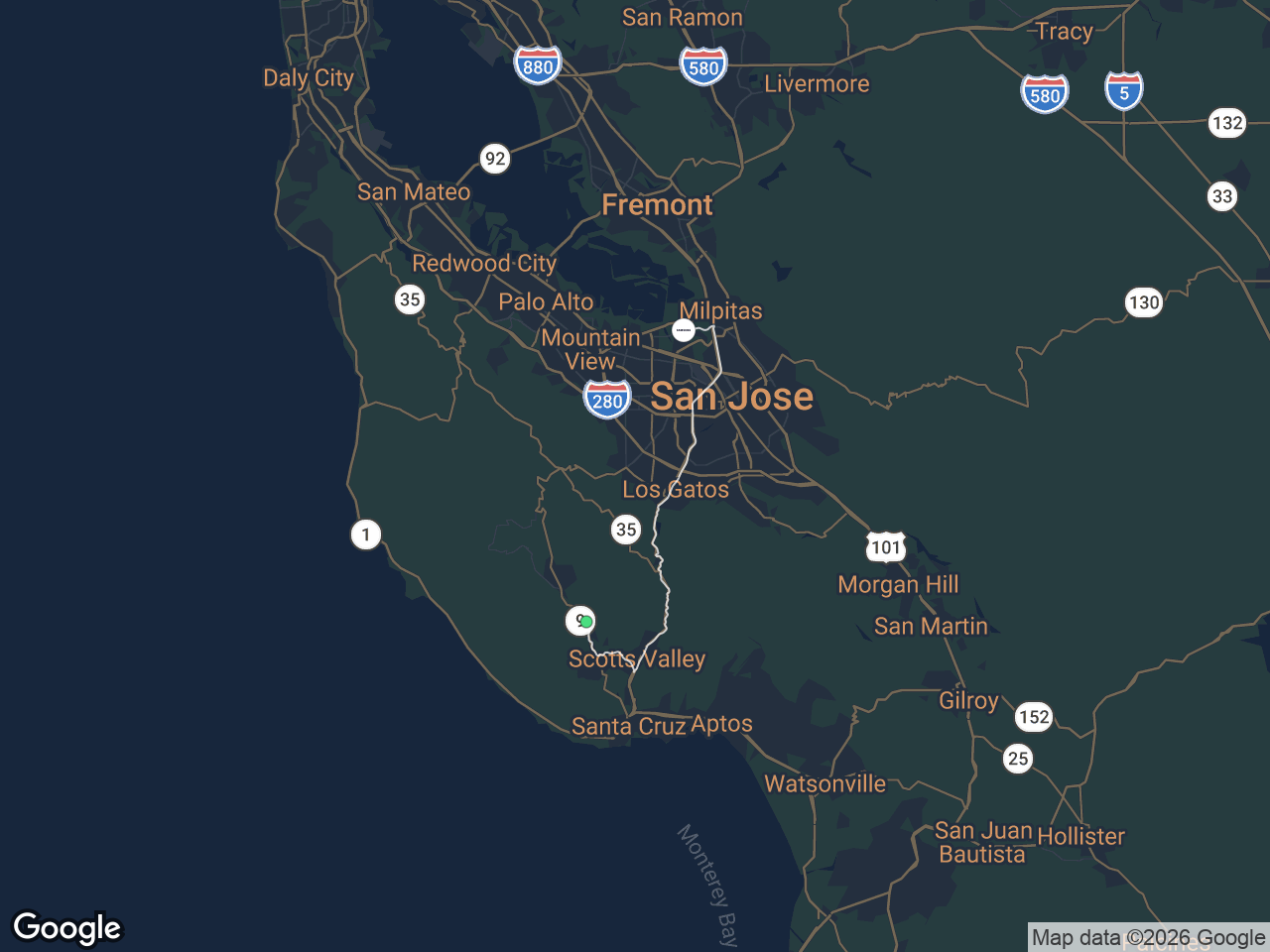 Area map showing Ben Lomond and Samsung
