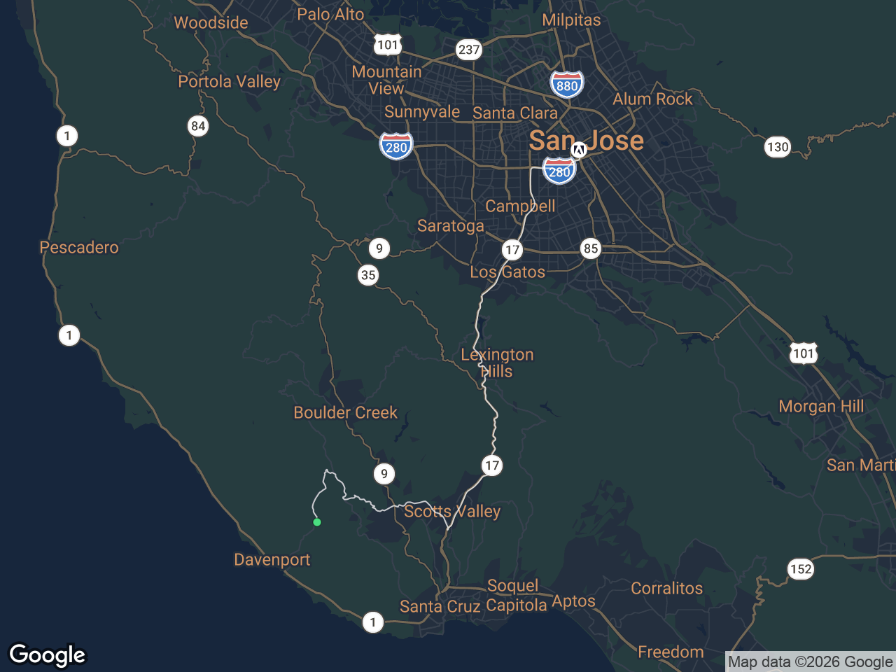 Area map showing Bonny Doon and Adobe