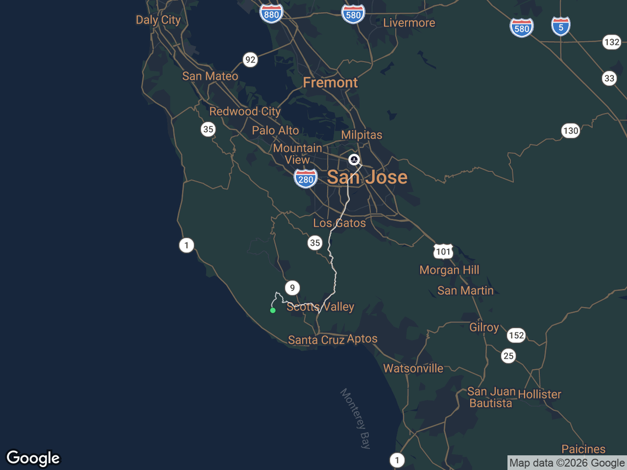 Area map showing Bonny Doon and Broadcom