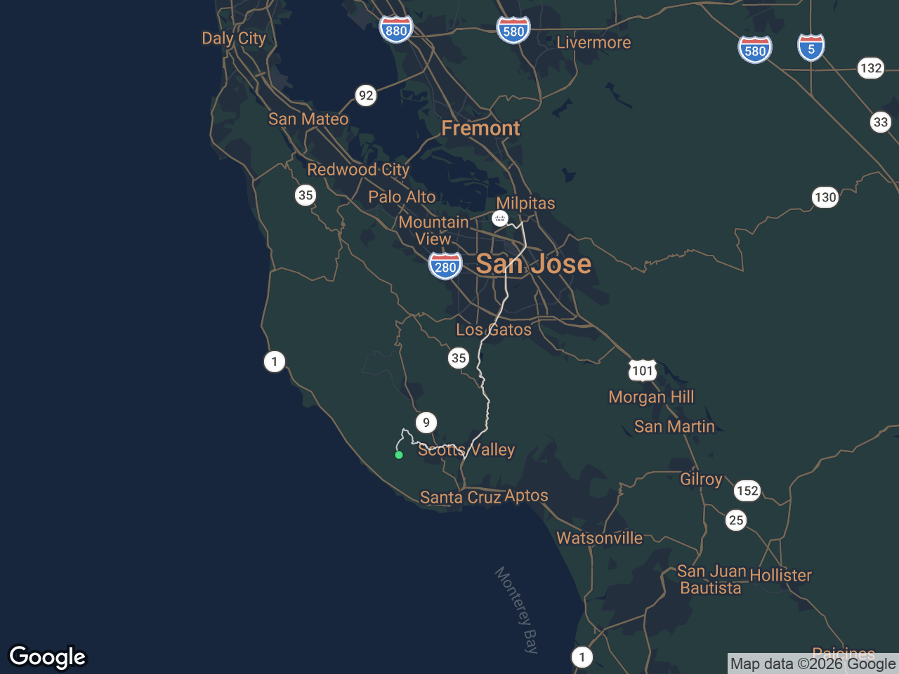 Area map showing Bonny Doon and Cisco