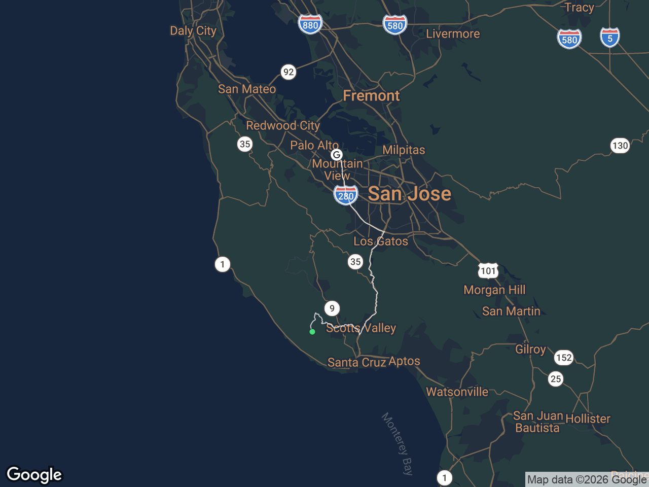 Area map showing Bonny Doon and Google