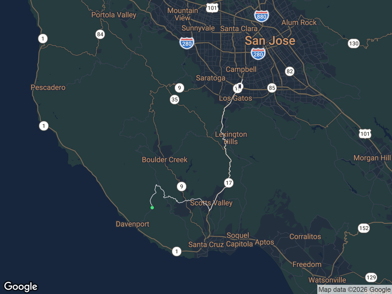 Area map showing Bonny Doon and Netflix