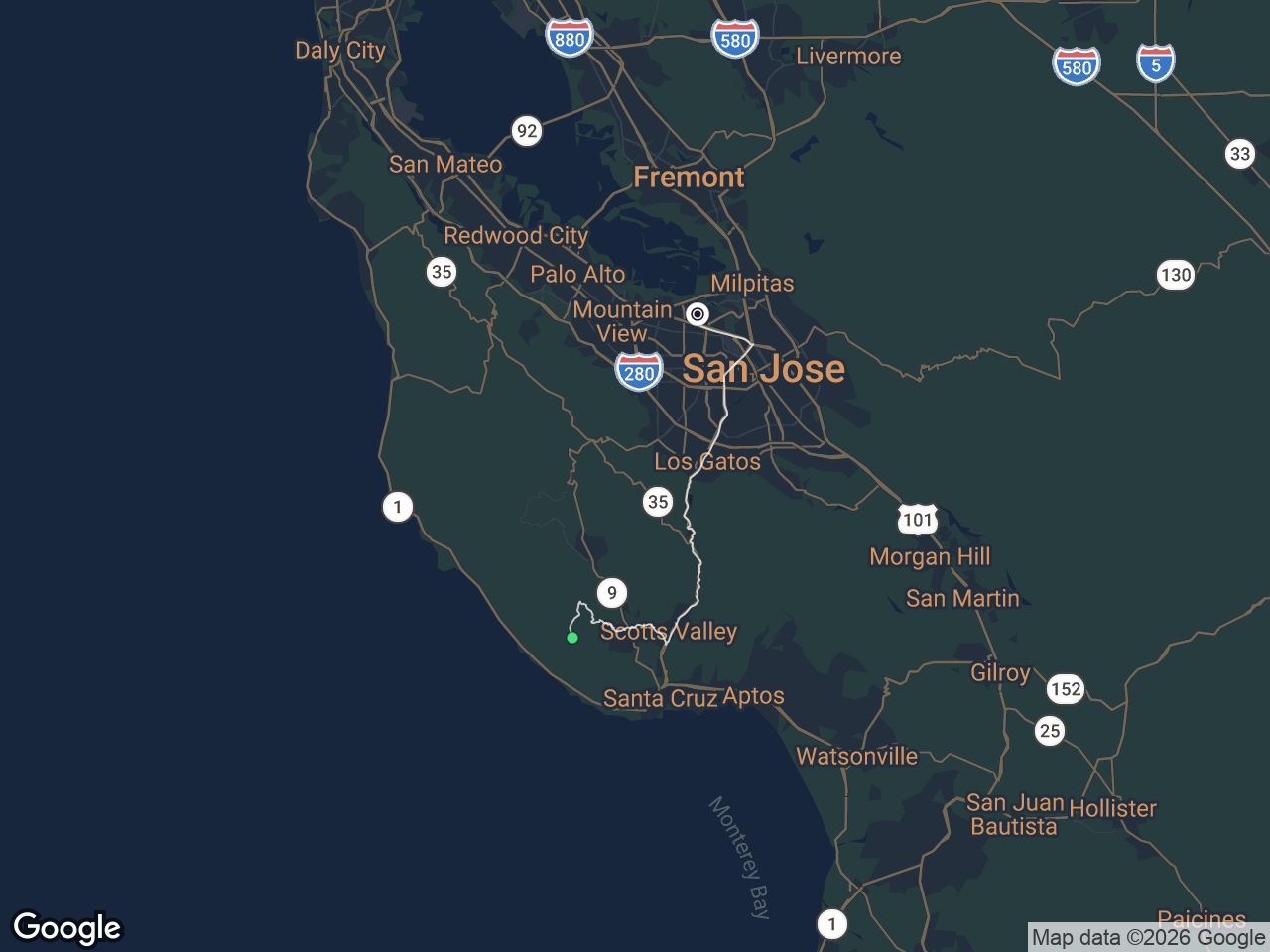 Area map showing Bonny Doon and ServiceNow
