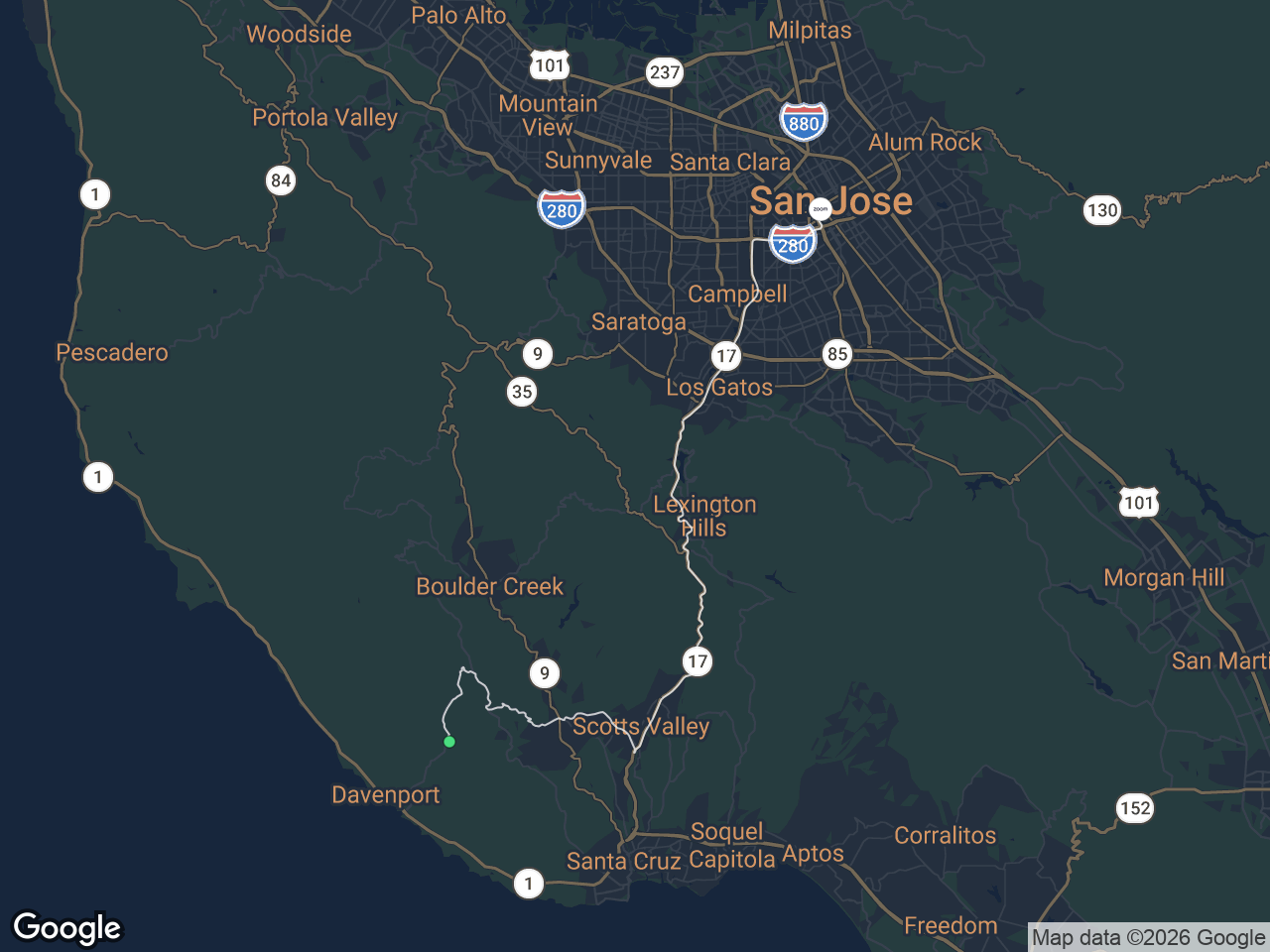 Area map showing Bonny Doon and Zoom