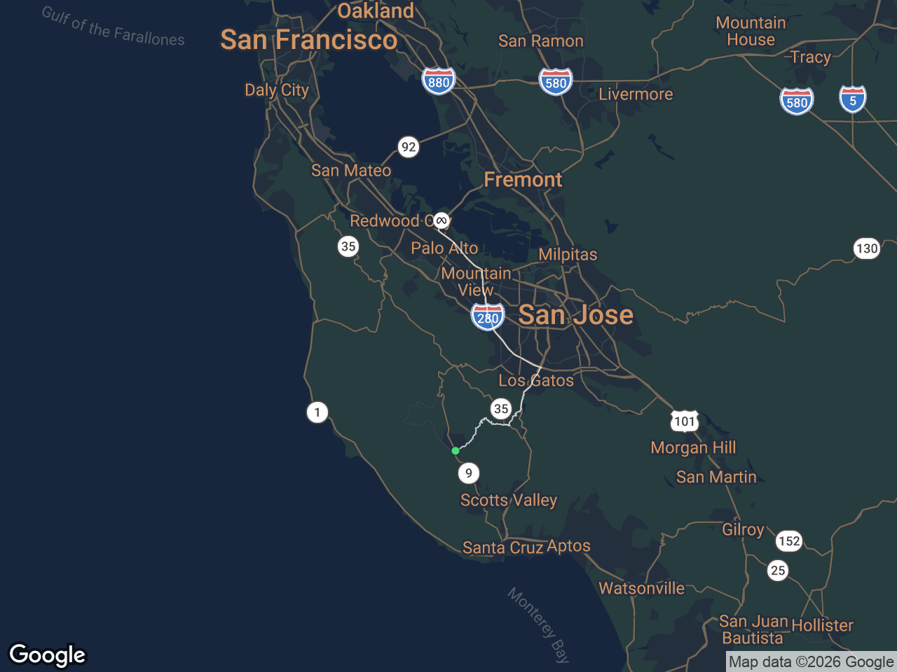 Area map showing Boulder Creek and Meta