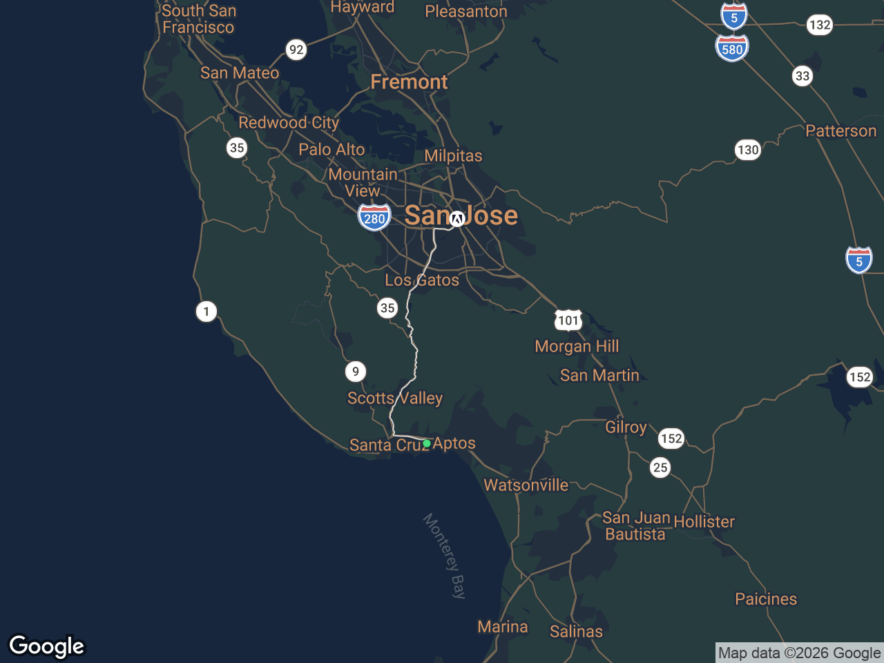 Area map showing Capitola and Adobe