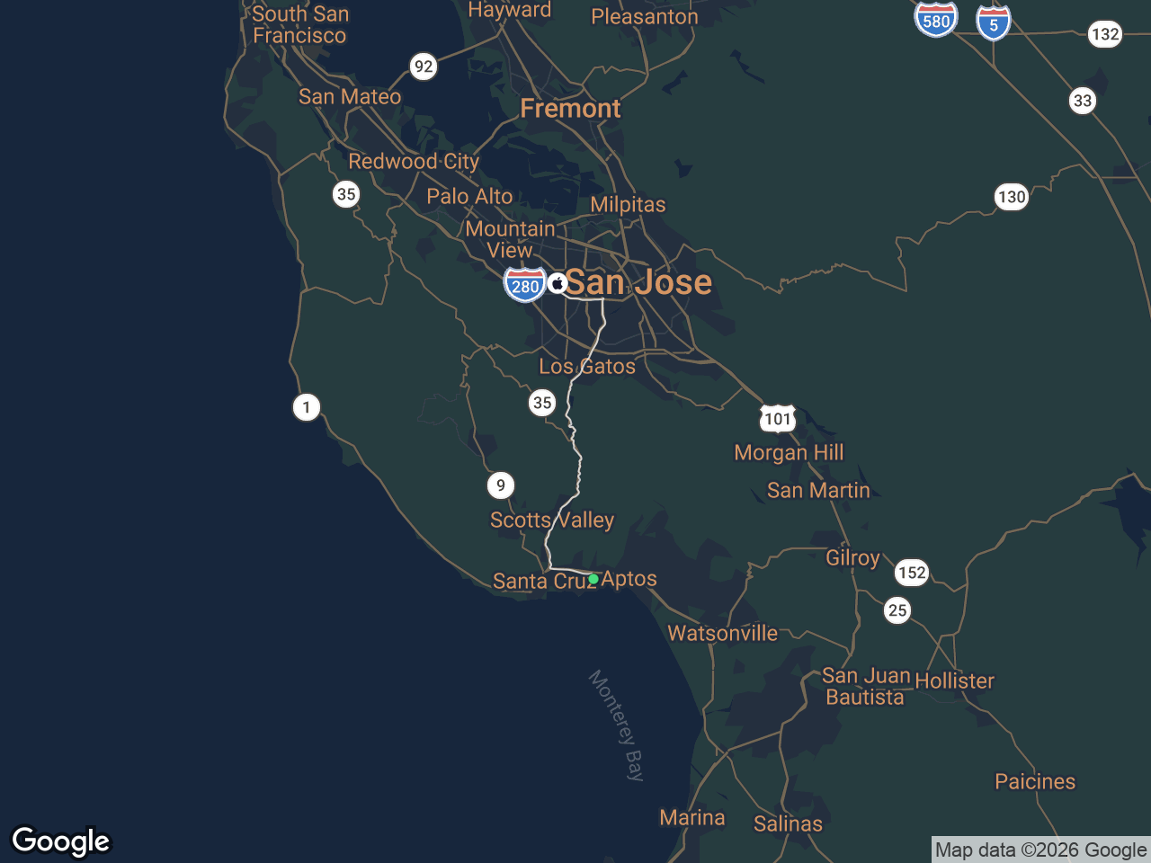 Area map showing Capitola and Apple
