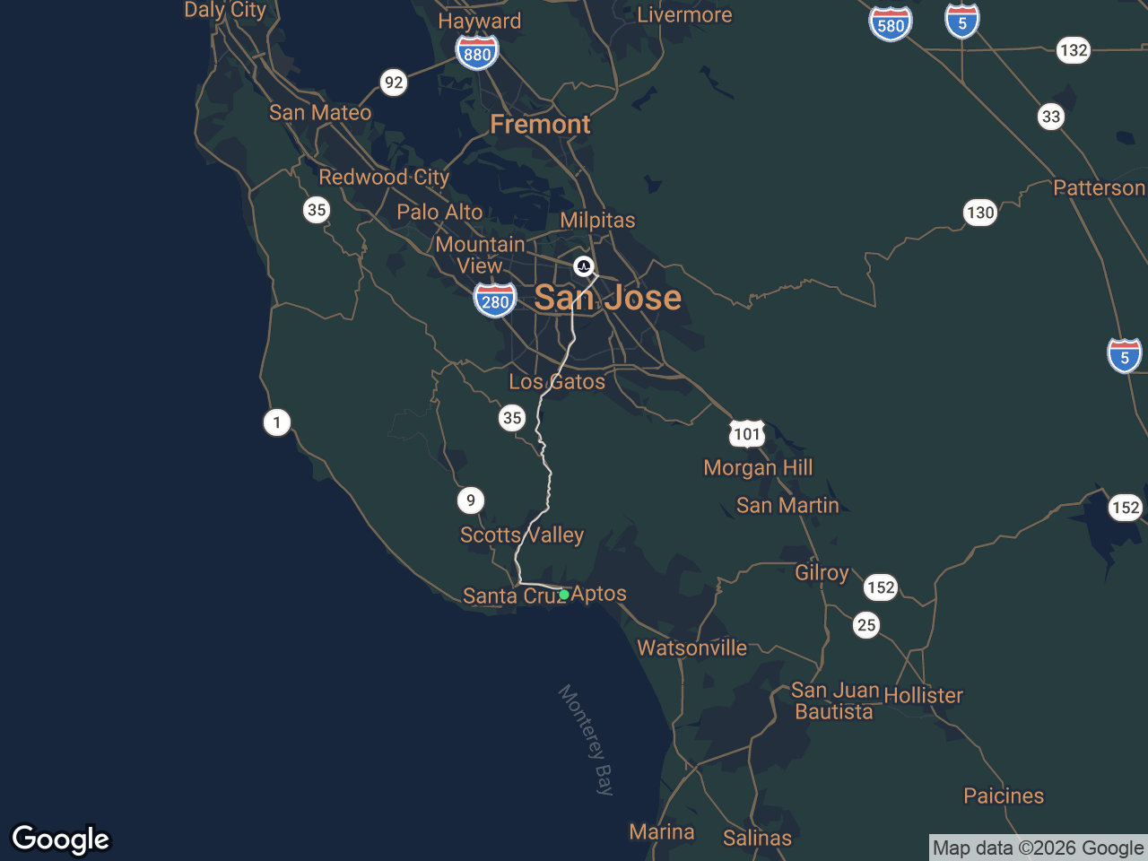 Area map showing Capitola and Broadcom