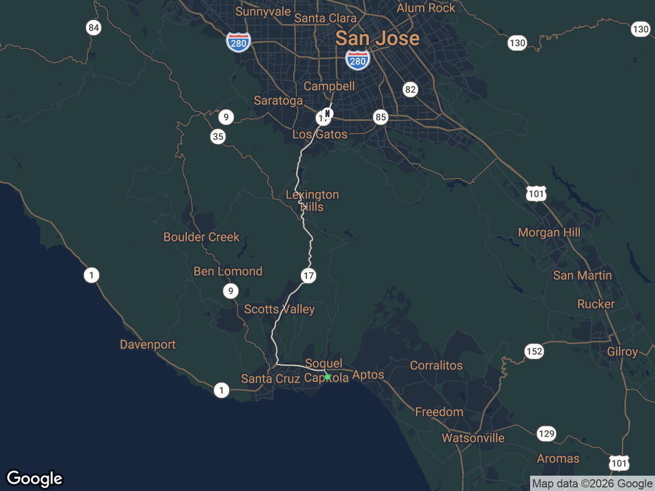 Area map showing Capitola and Netflix