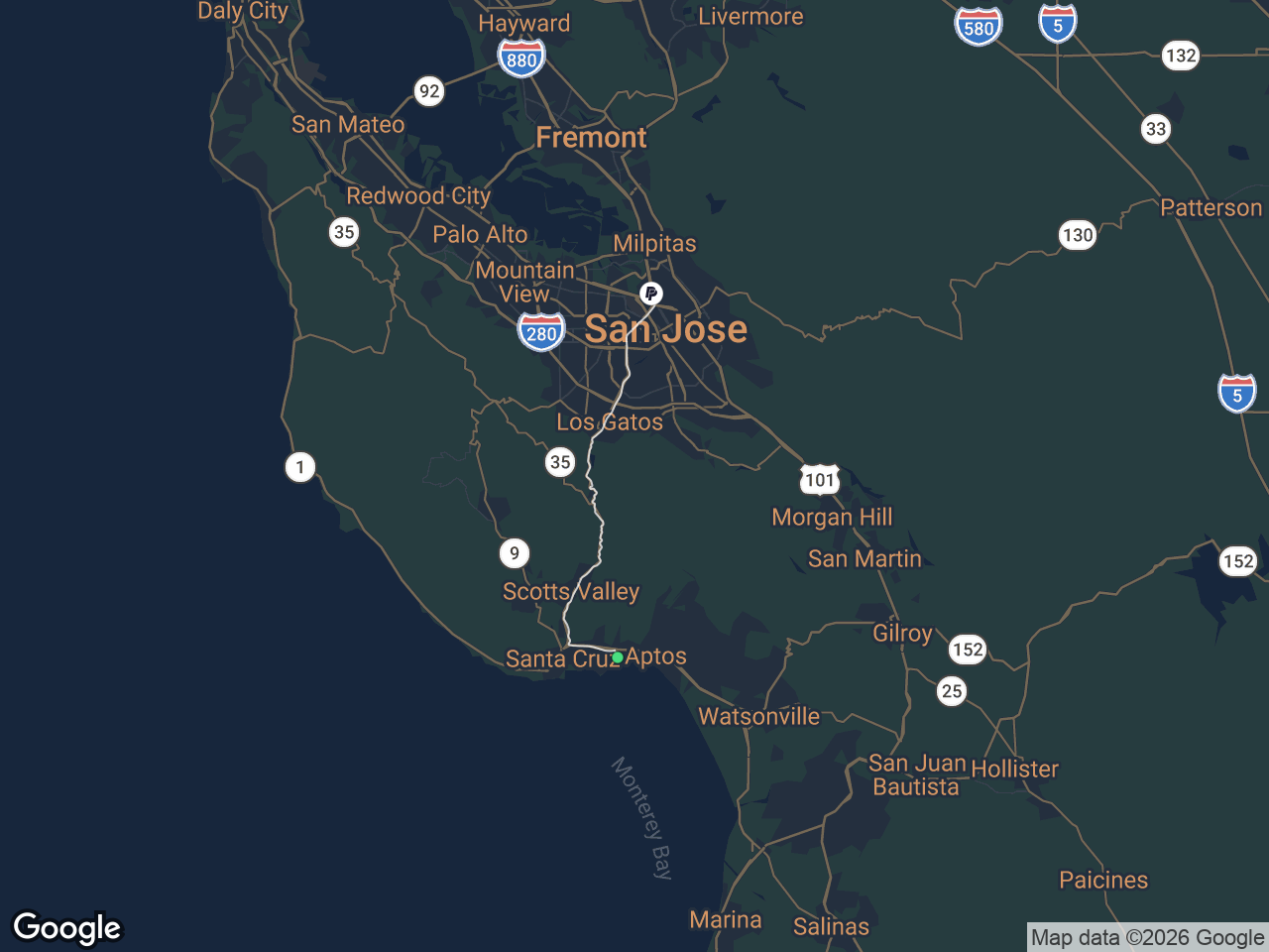 Area map showing Capitola and PayPal