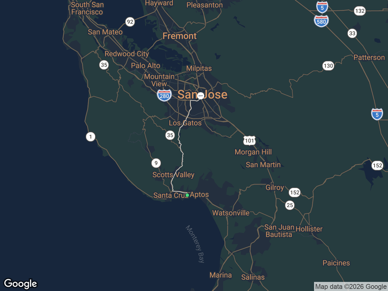 Area map showing Capitola and Zoom