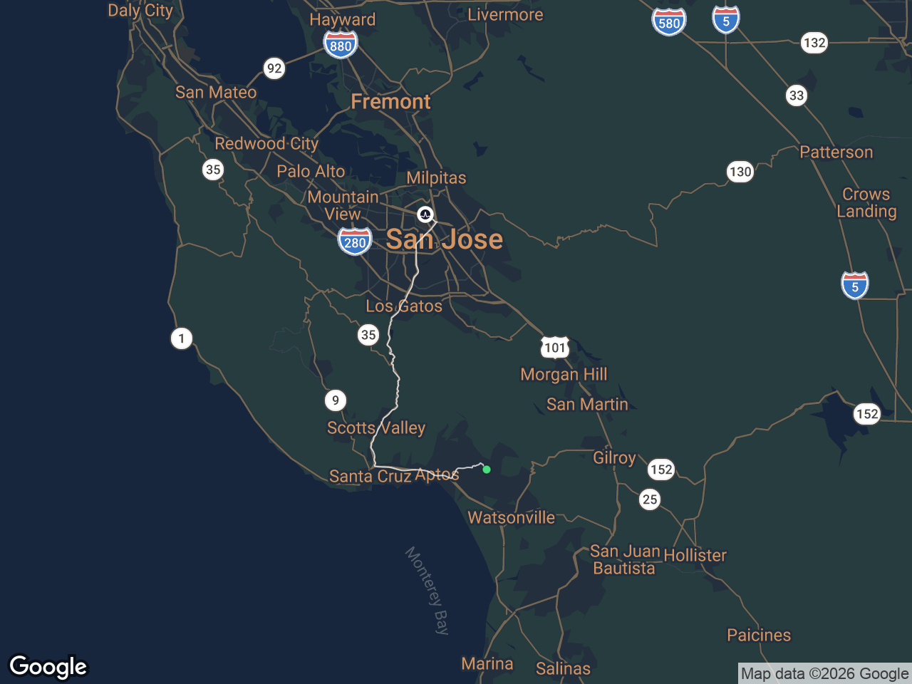 Area map showing Corralitos and Broadcom