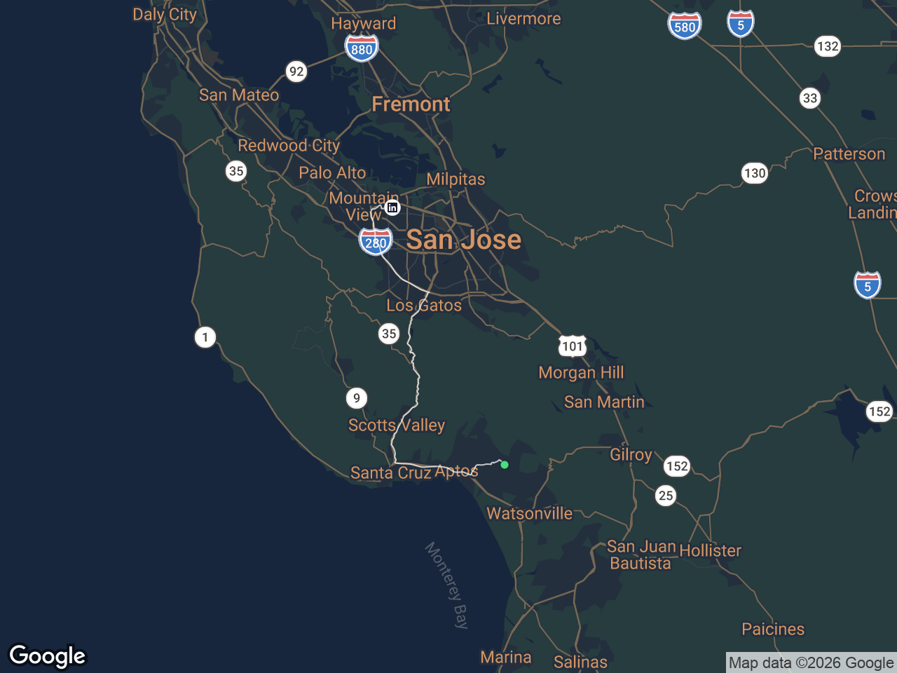 Area map showing Corralitos and LinkedIn