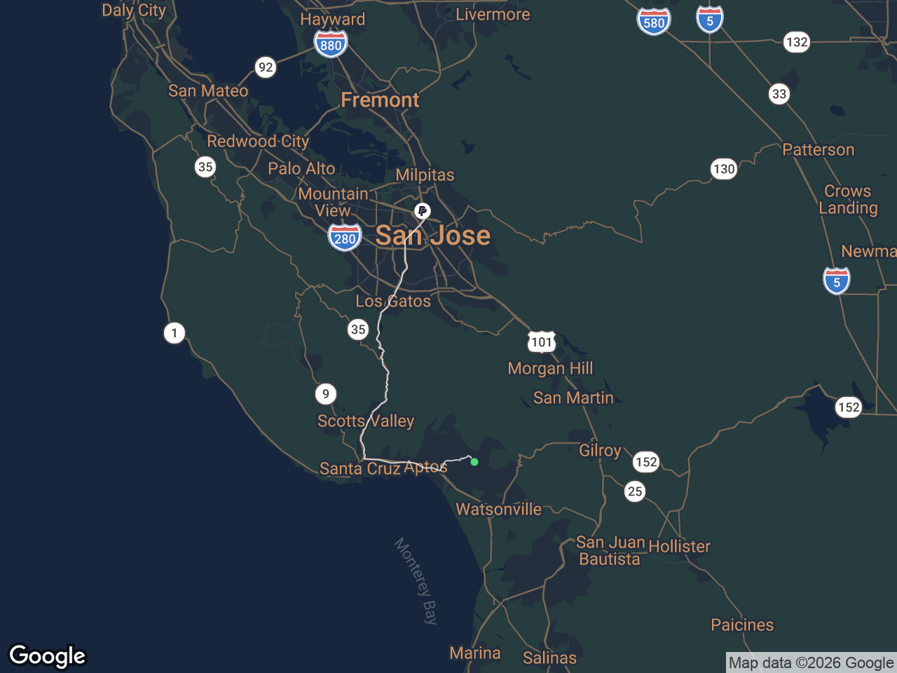Area map showing Corralitos and PayPal
