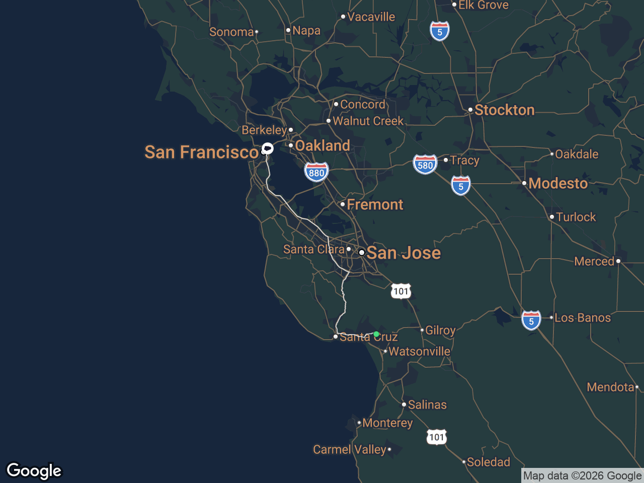Area map showing Corralitos and Salesforce