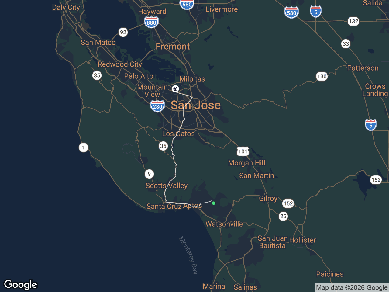 Area map showing Corralitos and ServiceNow