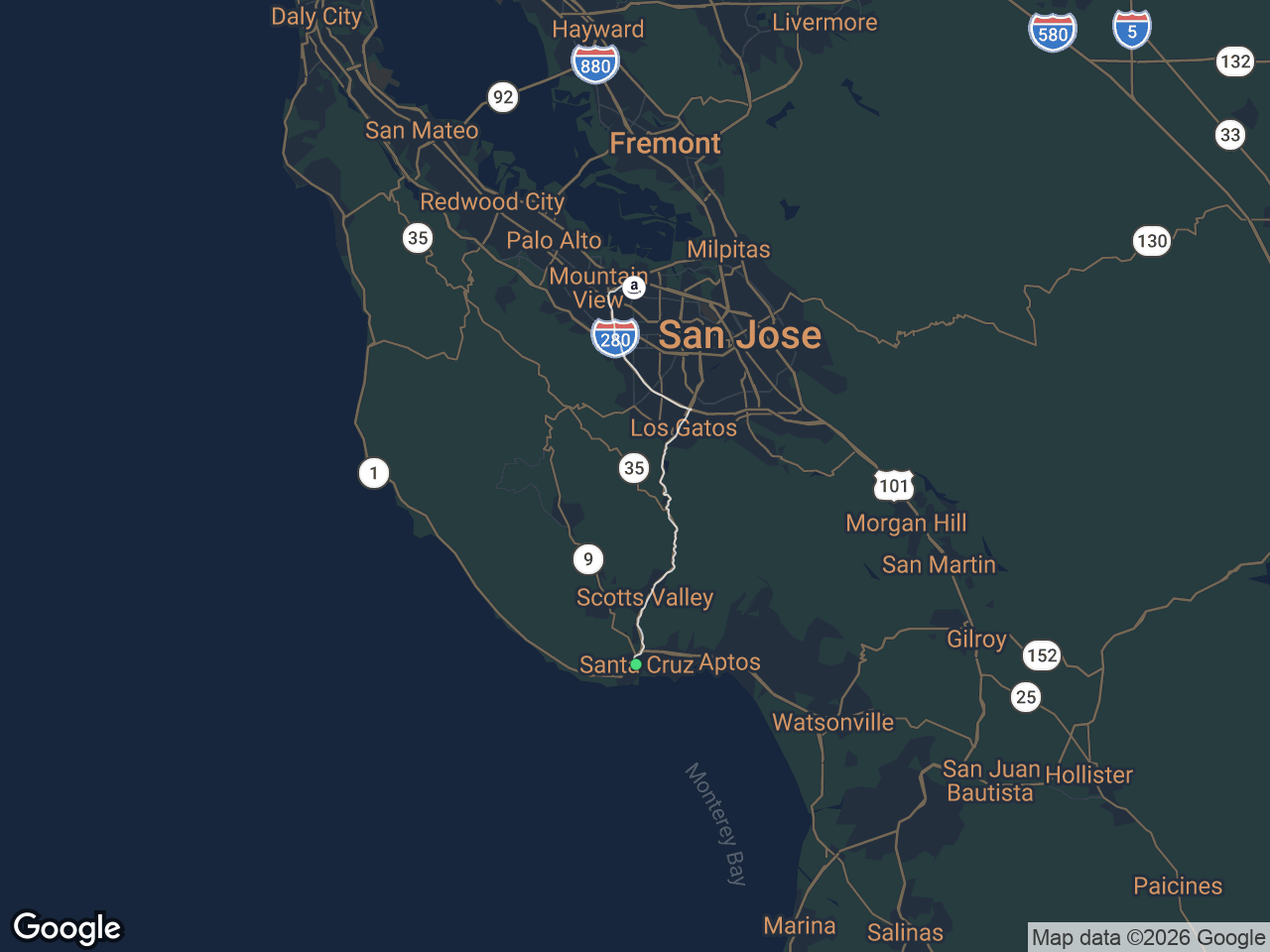 Area map showing Downtown Santa Cruz and Amazon