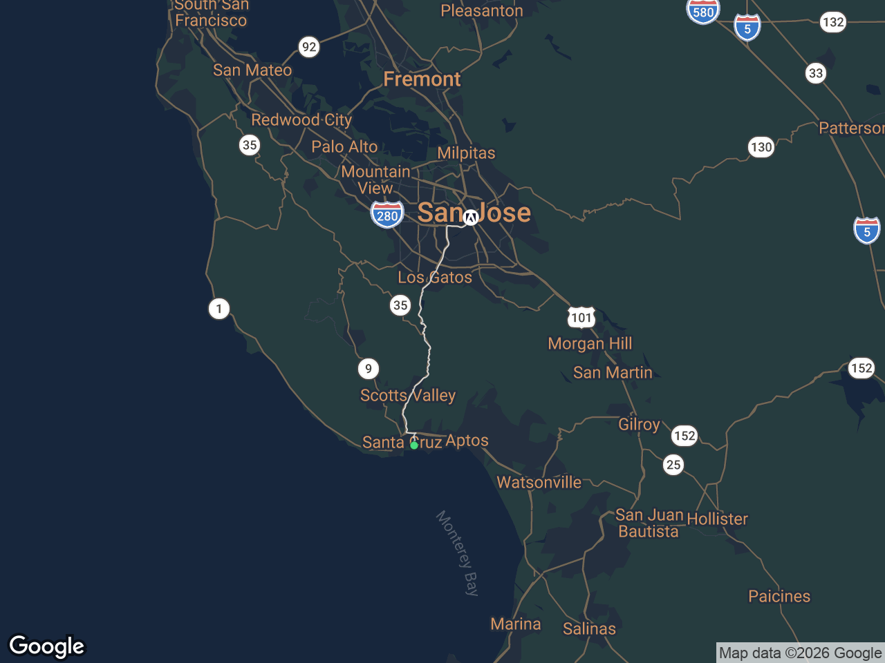 Area map showing Eastside Santa Cruz and Adobe