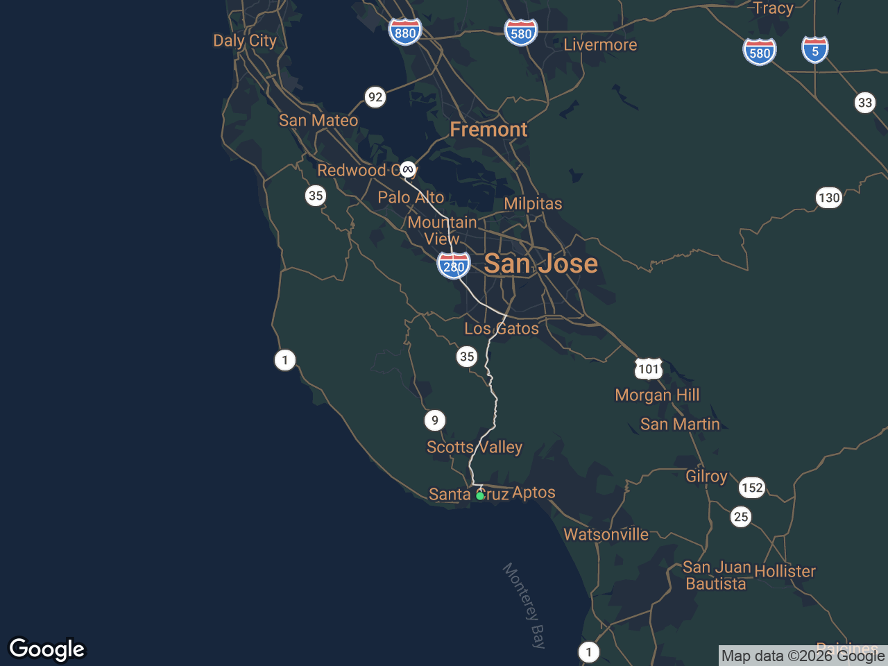 Area map showing Eastside Santa Cruz and Meta