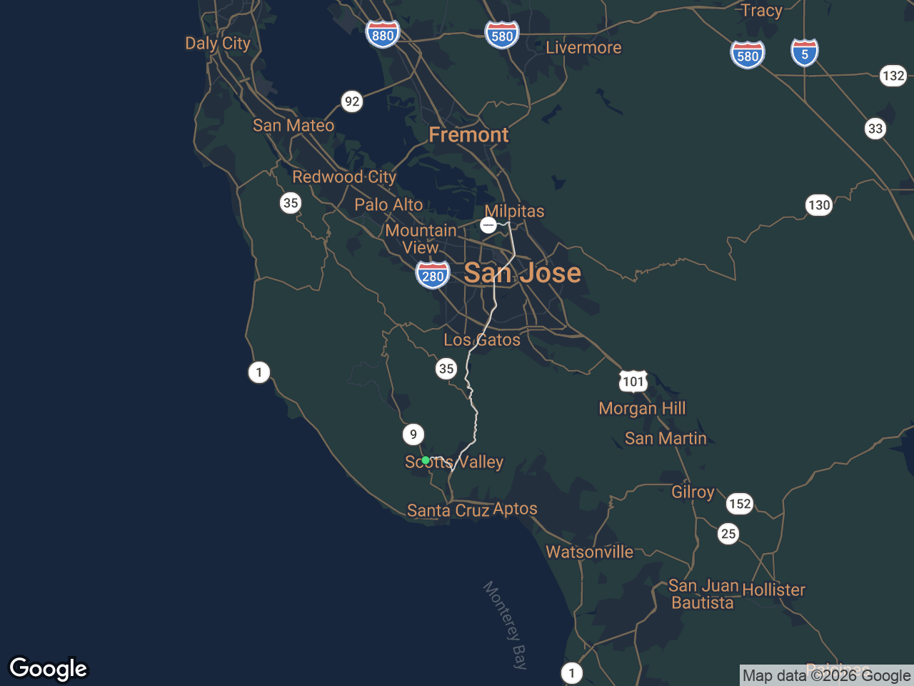 Area map showing Felton and Samsung