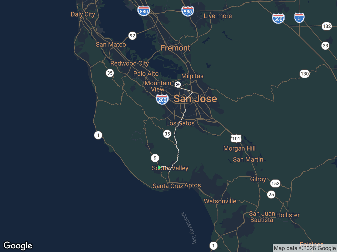 Area map showing Felton and ServiceNow