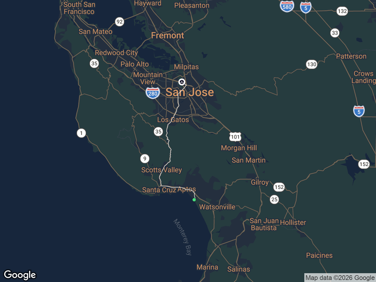 Area map showing La Selva Beach and Broadcom