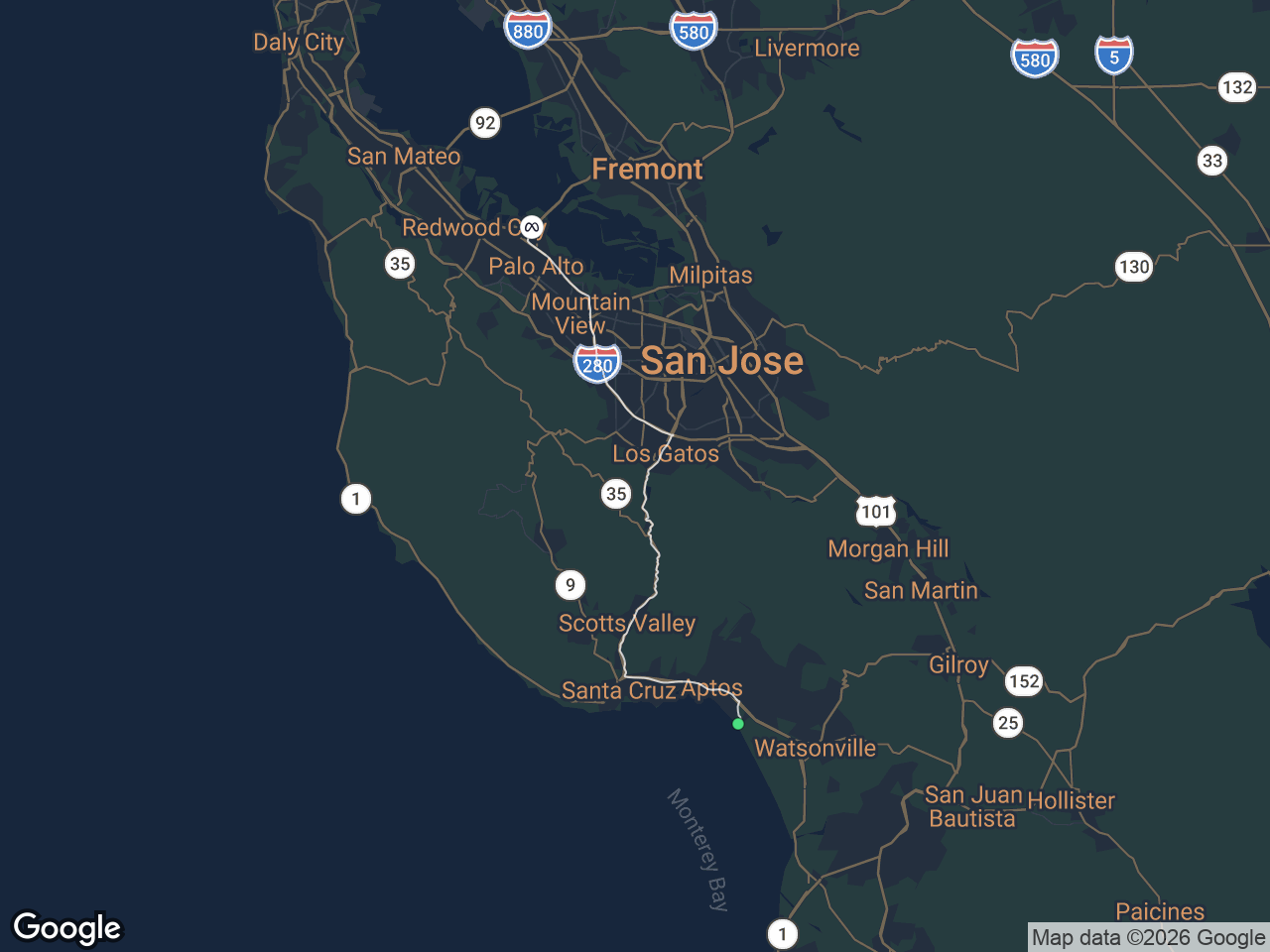Area map showing La Selva Beach and Meta