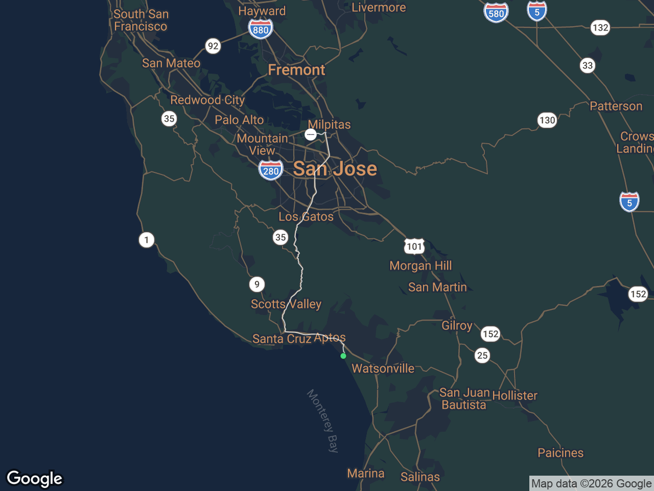 Area map showing La Selva Beach and Samsung