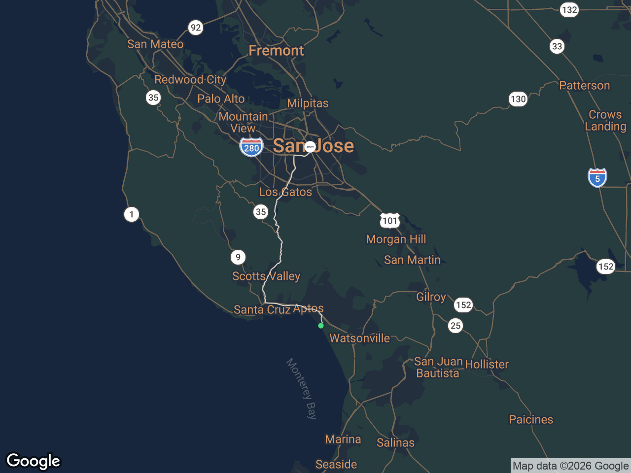 Area map showing La Selva Beach and Zoom