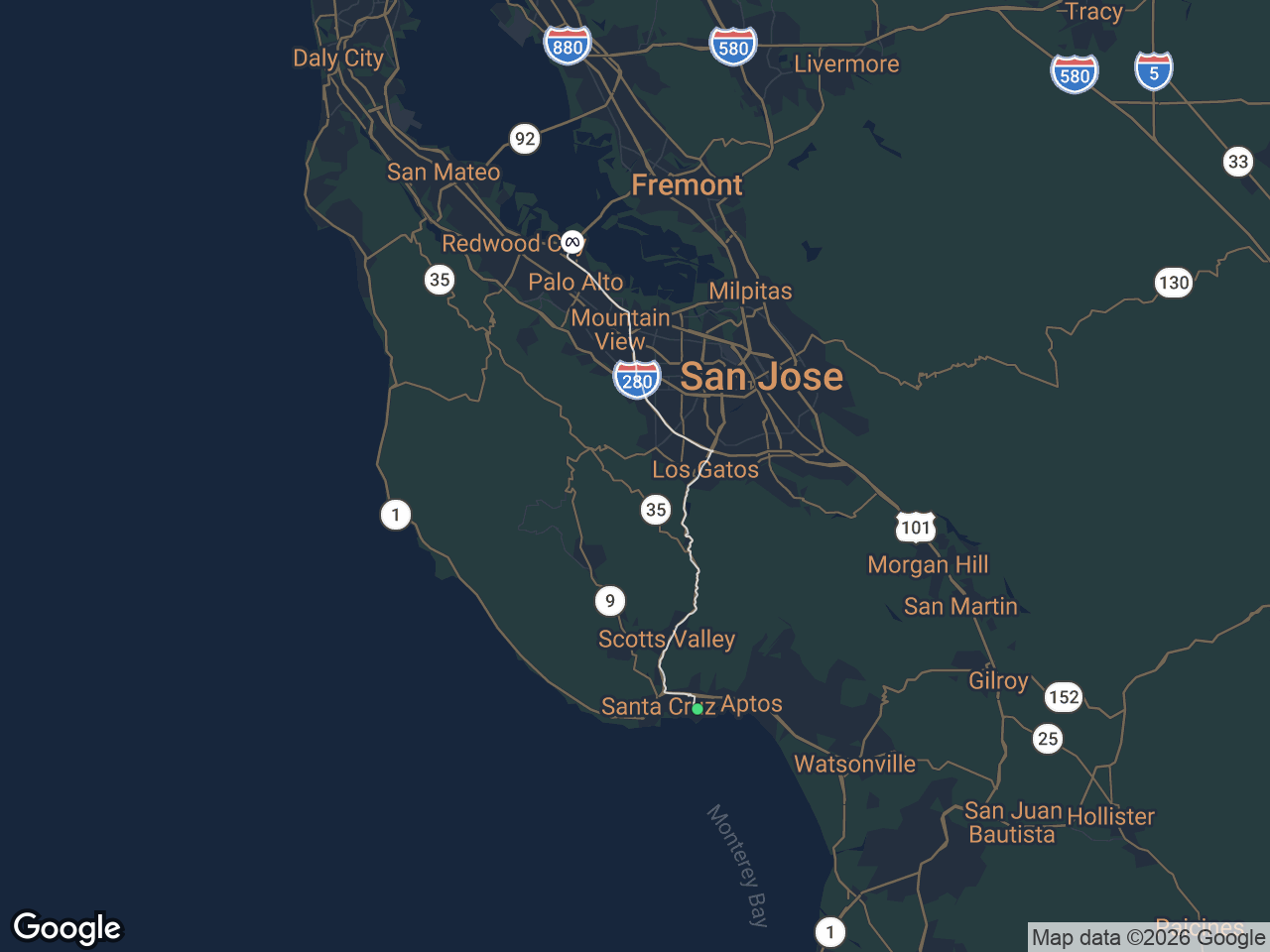Area map showing Live Oak and Meta