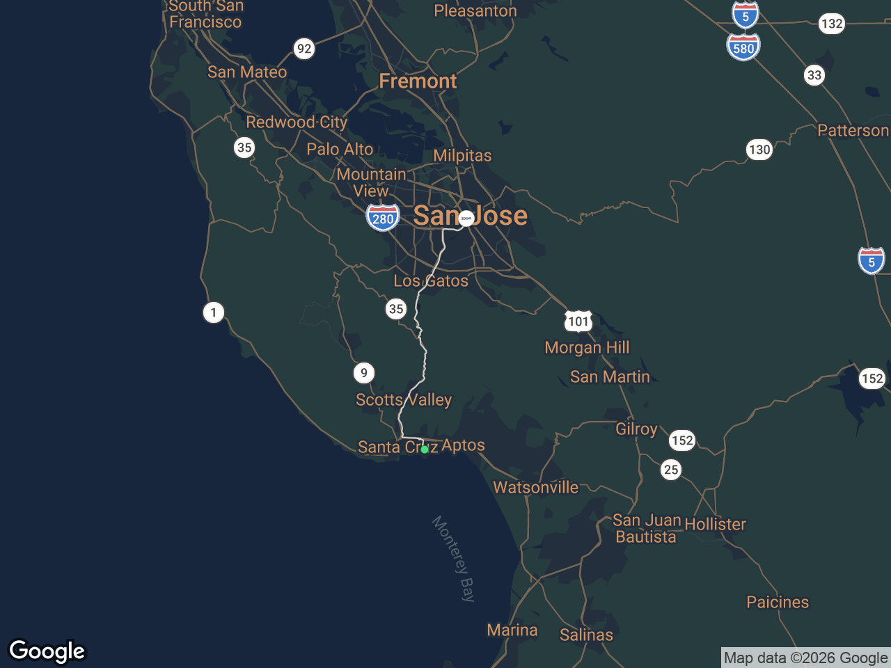 Area map showing Live Oak and Zoom