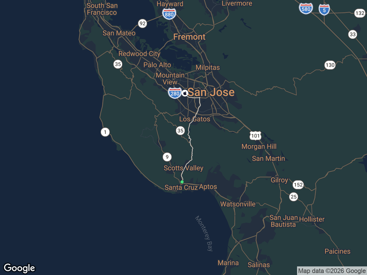 Area map showing Pasatiempo and Apple