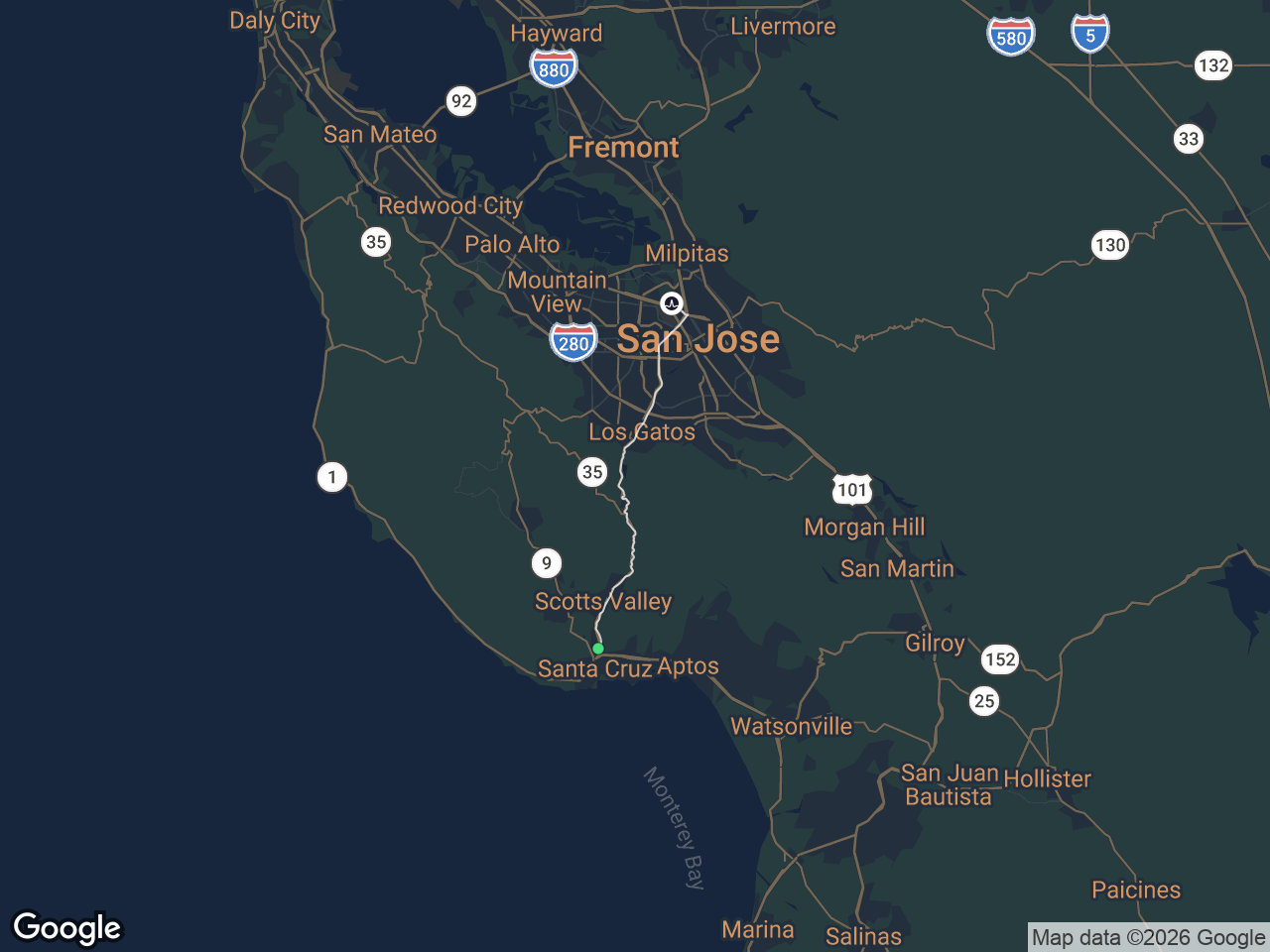 Area map showing Pasatiempo and Broadcom