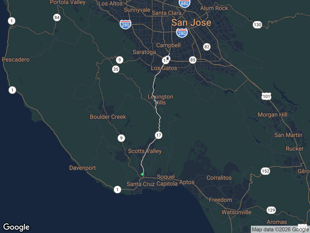 Area map showing Pasatiempo and Netflix