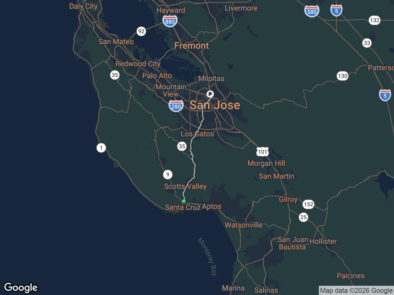 Area map showing Pasatiempo and PayPal